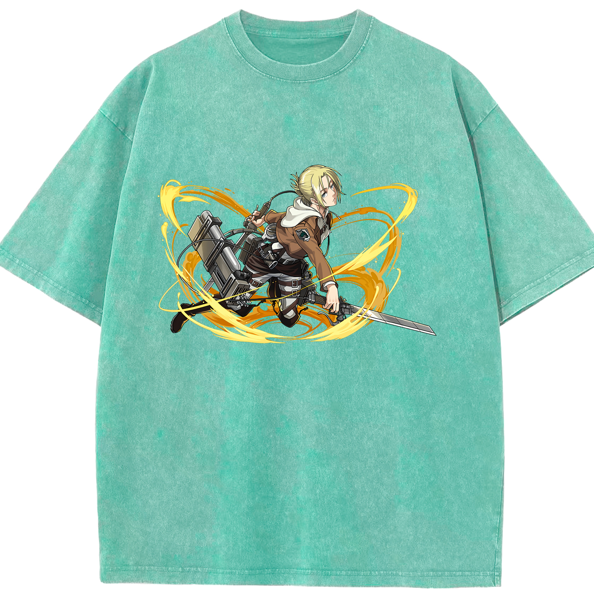 （画像用） 進撃の巨人 アニ・レオンハート Attack on Titan Annie Leonhart 綿100% ヴィンテージ風 半袖Tシャツ（フロントプリント）